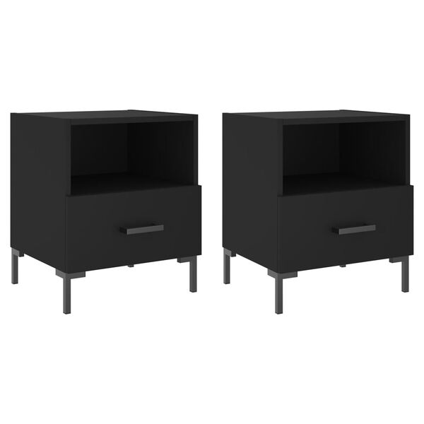 vidaXL Bedside Cabinet Set of 2 Black Engineered wood, Iron Medium