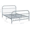 vidaXL Bed Frame Grey Metal Full Sturdy Bed Frame Rectangular