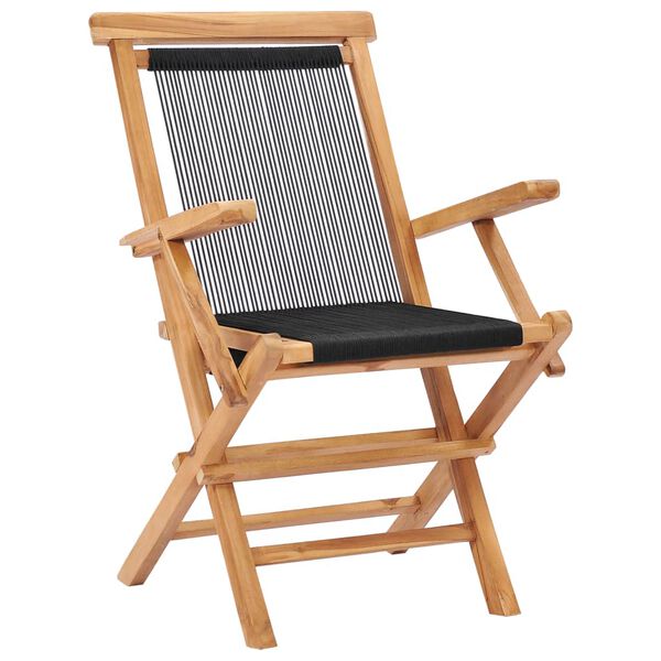 vidaXL Garden Chair Set of 2 Black with wooden frame