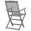 vidaXL Outdoor Chair Set of 4 Grey Solid Acacia wood Standard Foldable