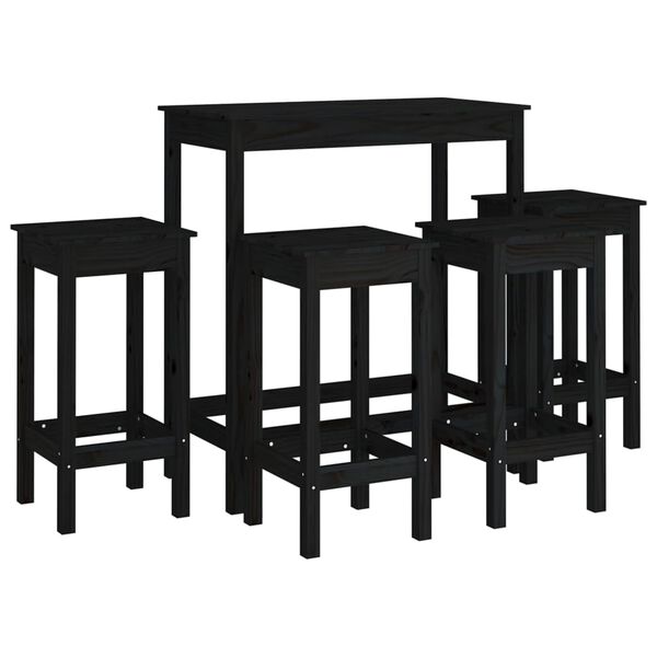vidaXL Bar Set Black Solid pine wood Medium Durable Bar Set