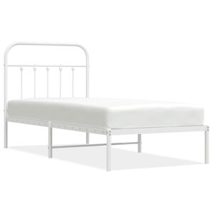 vidaXL Bed Frame White Powder-coated steel Twin Durable Bed Frame
