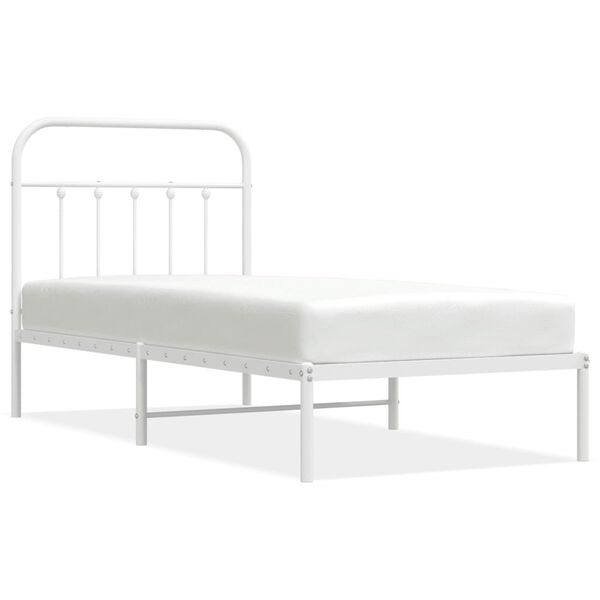 vidaXL Bed Frame White Powder-coated steel Twin Durable Bed Frame