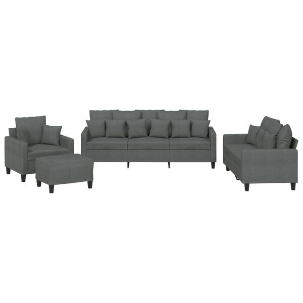 vidaXL Sofa Set Dark grey Fabric (100% polyester)