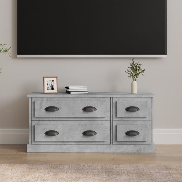 vidaXL TV Cabinet Concrete Grey Engineered Wood 39.4x14.0x17.7 in