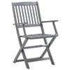 vidaXL Outdoor Chair Set of 4 Grey Solid Acacia wood Standard Foldable