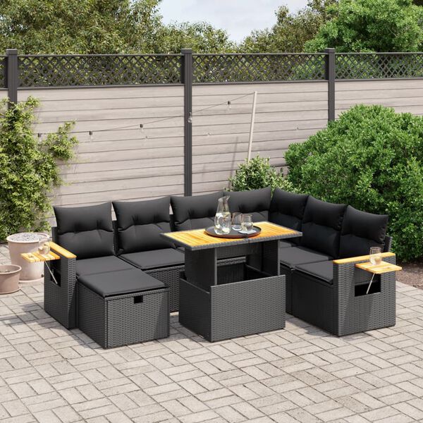 vidaXL Garden Sofa Set Black