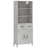 vidaXL Highboard Concrete grey Engineered wood, metal Medium Highboard