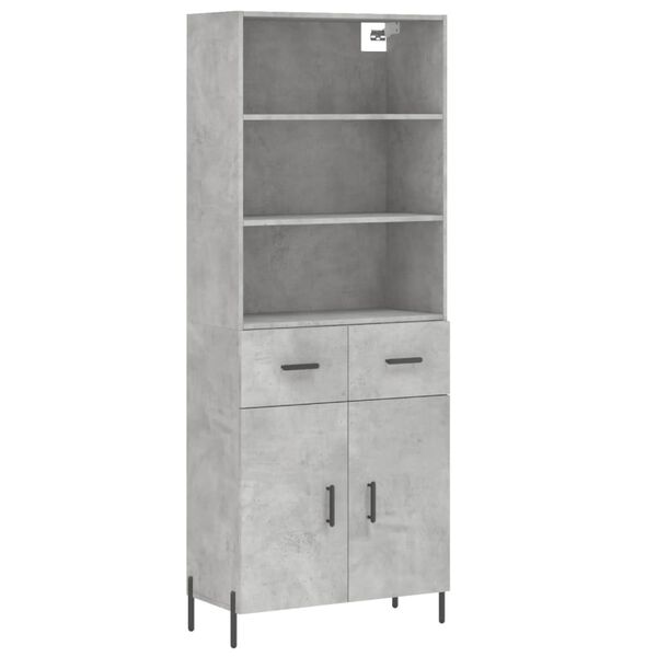 vidaXL Highboard Concrete grey Engineered wood, metal Medium Highboard