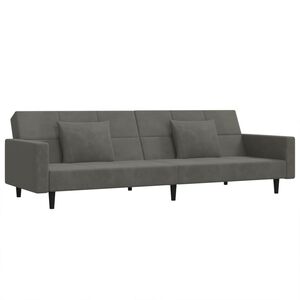 vidaXL Sofa Bed Dark gray Velvet (100% polyester), wood, plastic 2-seater