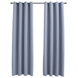 vidaXL Blackout Curtains with Metal Rings 2 pcs Grey 55.1x88.6"