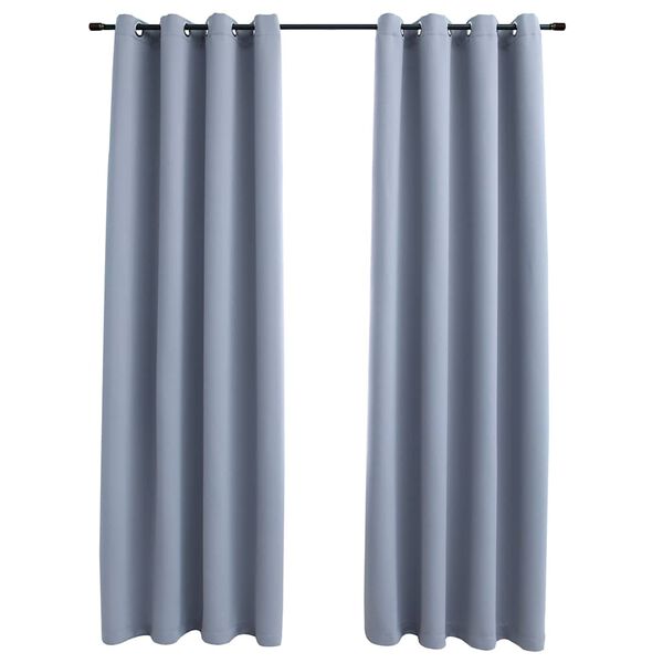vidaXL Blackout Curtains with Metal Rings 2 pcs Grey 55.1x88.6"