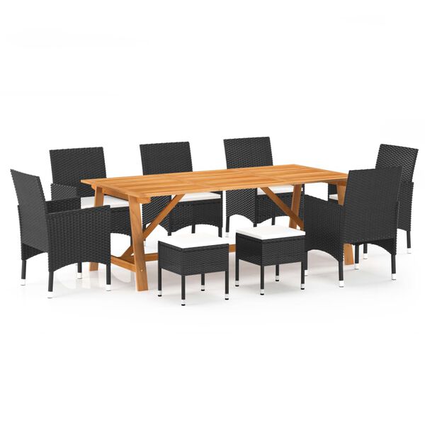 vidaXL Dining Set Black, Cream White