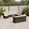 vidaXL Garden Sofa Set Brown PE rattan Large Adjustable Feet
