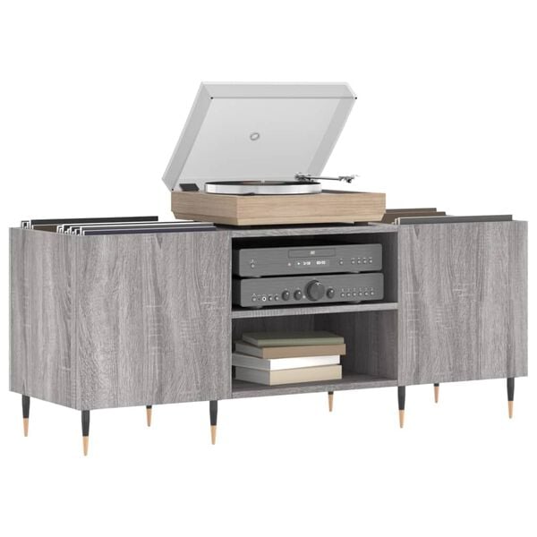vidaXL Record Cabinet Grey Sonoma Engineered wood, Iron Medium