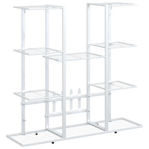 vidaXL Flower Stand White Powder-coated iron Tall Decorative Inlays