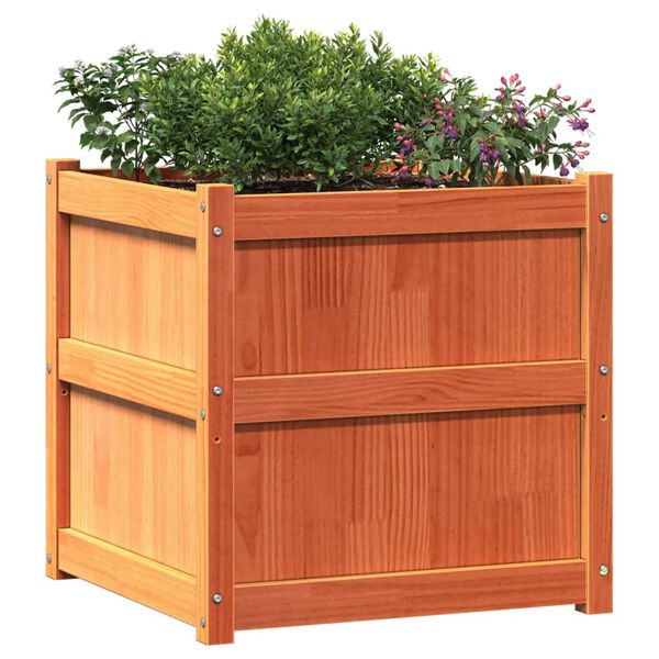 vidaXL Garden Planter Wax brown Solid pine wood 23.6 in