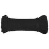 vidaXL Boat Rope Full Black 0.16 " 164.0 ' Polypropylene