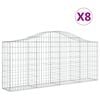 vidaXL Gabion Basket Set of 8 Silver Galvanized iron L Durable