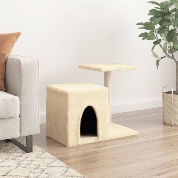 vidaXL Cat Tree Cream Engineered wood, plush, sisal Medium Durable