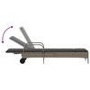 vidaXL Sun Lounger Grey PE rattan Large Adjustable Armrests