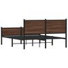 vidaXL Bed Frame Brown Oak Steel, Engineered Wood Double Bed Frame