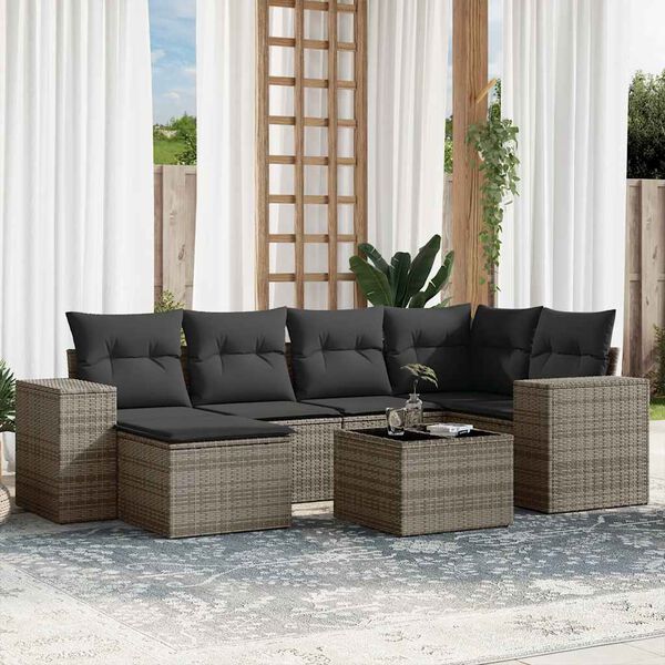 vidaXL Garden Sofa Set Grey PE rattan Large Modular Garden Sofa Set