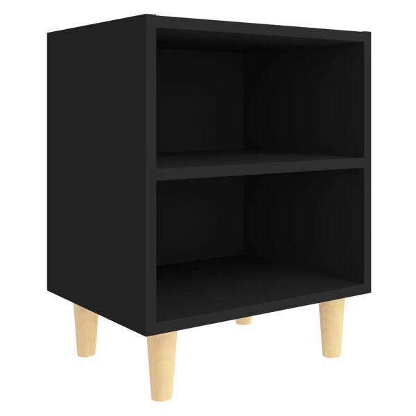 vidaXL Bed Cabinet Black Engineered wood, solid eucalyptus wood Small