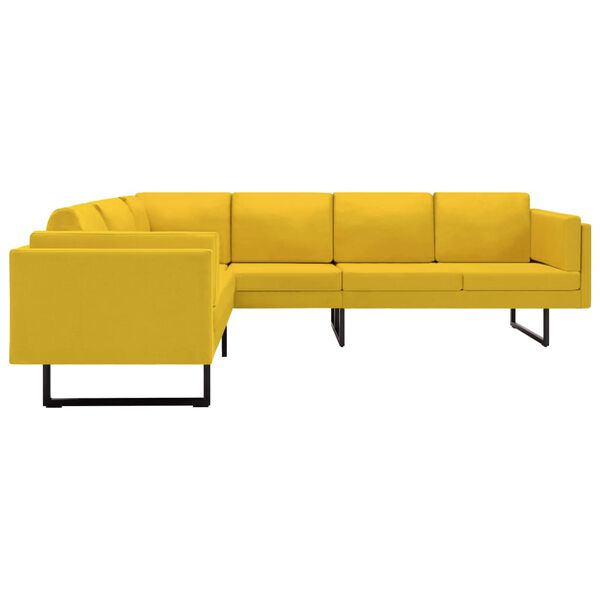 vidaXL Sofa Yellow Polyester, Wood, Steel Large Sofa Modern