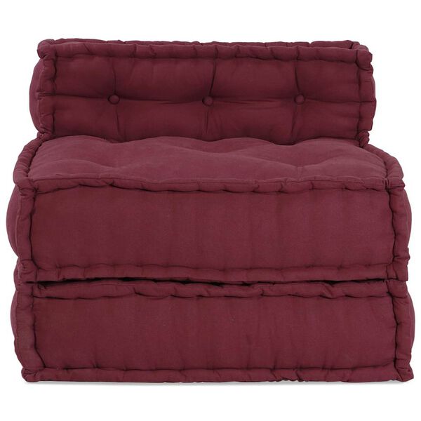 vidaXL Pouffe Maroon Cotton 27.6 in x 27.6 in x 21.3 in