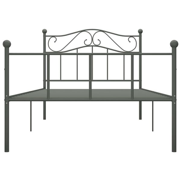 vidaXL Bed Frame Grey Metal Twin Durable Bed Frame Rectangular