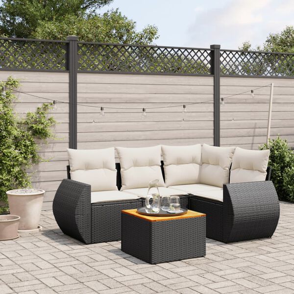 vidaXL Garden Sofa Set Black, Cream White