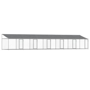 vidaXL Dog Cage Grey Galvanized Steel 39.4 x 6.6 x 6.6 ft Durable