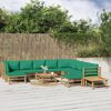 vidaXL Garden Lounge Set Natural Bamboo, Green Cushions Bamboo, Polyester