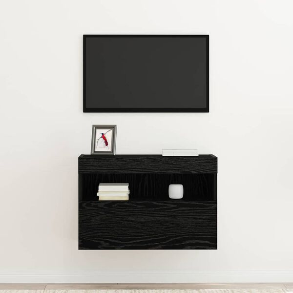 vidaXL TV Wall Cabinet Wall-mounted Black oak 23.62 x 11.81 x 15.75 in