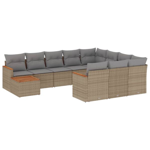 vidaXL Garden Sofa Set Mix beige PE rattan Large Modular