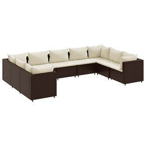 vidaXL Patio Lounge Set Brown PE Rattan 9 Piece Set