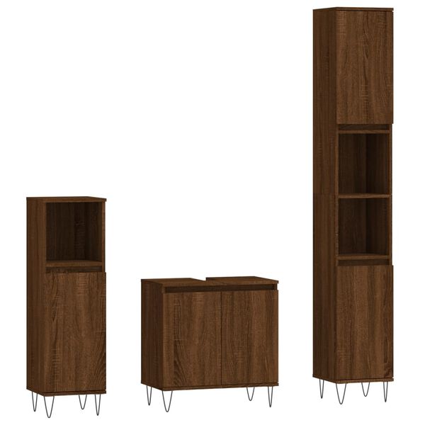 vidaXL Bathroom Furniture Set Brown oak Engineered wood, metal Medium