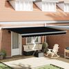 vidaXL Retractable Awning Manual Black 13.12 x 9.84 ft Canvas