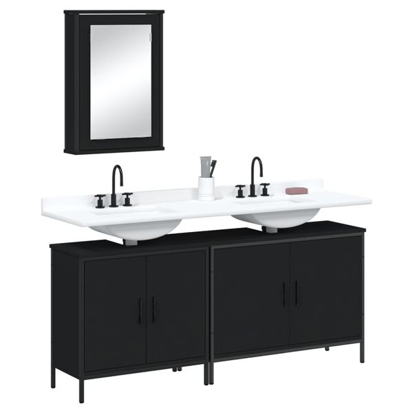 vidaXL Bathroom Furniture Set Black Engineered wood Medium