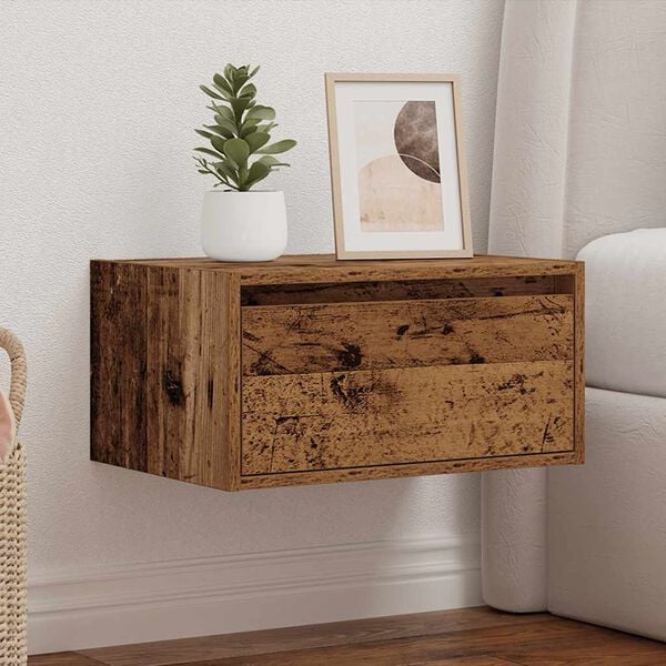 vidaXL Wall-mounted Bedside Cabinet Old wood Engineered wood
