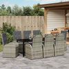 vidaXL Garden Dining Set with Cushion 9 pcs Grey Poly Rattan