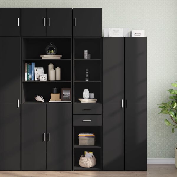 vidaXL Slim Storage Cabinet Black Engineered Wood Slim