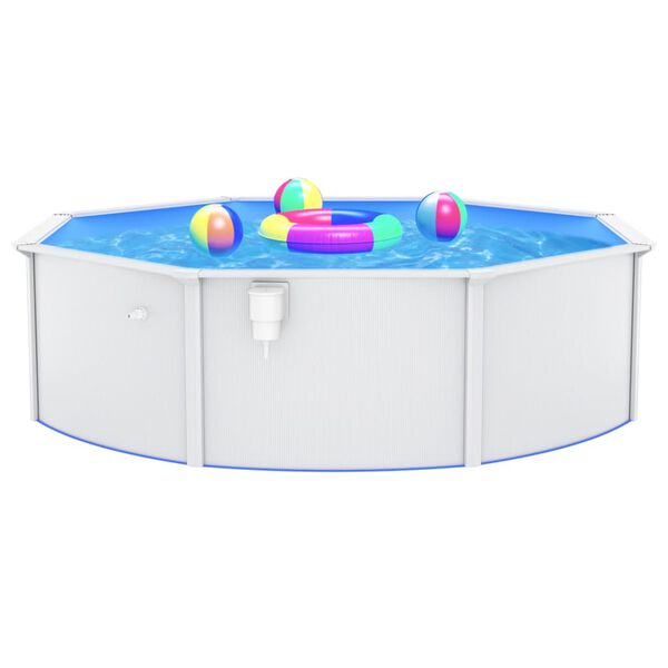vidaXL Swimming Pool White frame, Blue liner Steel, PVC Large Durable