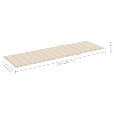 vidaXL Patio Sun Lounger with Table and Cushion Solid Acacia Wood