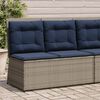 vidaXL Reclining Patio Bench Grey poly rattan, Navy blue cushions