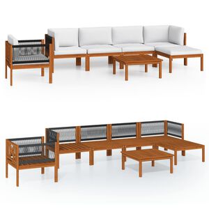 vidaXL Garden Lounge Set Cream, Natural Wood Solid Acacia wood Standard