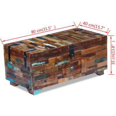 vidaXL Coffee Table Box Chest Solid Reclaimed Wood 31.5"x15.7"x13.8"