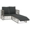 vidaXL Garden Lounge Set Grey PE Rattan, Powder-Coated Steel Medium