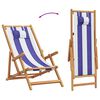 vidaXL Folding Beach Chair Blue and White Solid Wood Eucalyptus and Fabric